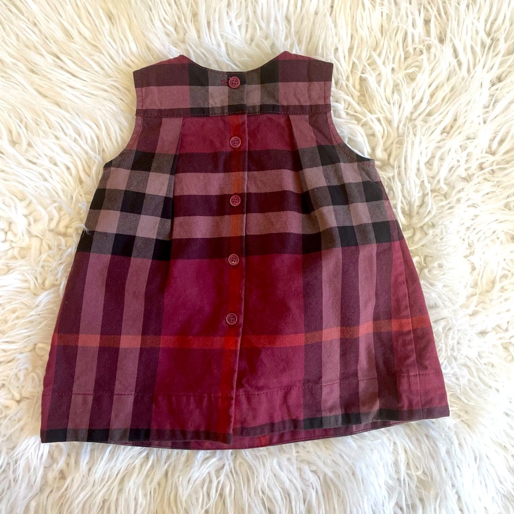 Burberry burgundy plaid shift dress Size 3 months - Picture 3 of 4